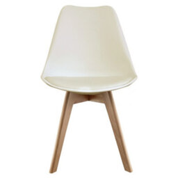 Fusion Living Soho Vanilla Plastic Dining Chair With Squared Light Wood Legs - thumbnail 7