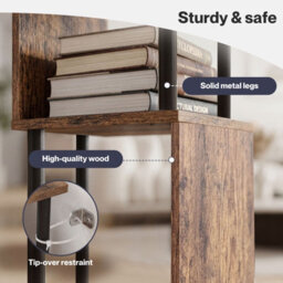 Levede 5-Tier Bookshelf S-Shaped Geometric Tall Bookcase Storage Unit Walnut - thumbnail 8