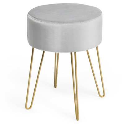 Costway Velvet Modern Round Footstool Ottoman Footrest Makeup Dressing Chair Seat - image 1