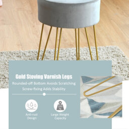 Costway Velvet Modern Round Footstool Ottoman Footrest Makeup Dressing Chair Seat - thumbnail 7