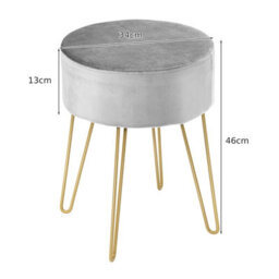 Costway Velvet Modern Round Footstool Ottoman Footrest Makeup Dressing Chair Seat - thumbnail 2