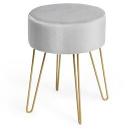 Costway Velvet Modern Round Footstool Ottoman Footrest Makeup Dressing Chair Seat - thumbnail 1