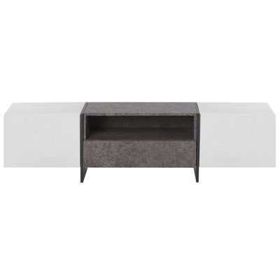 Beliani Tv Stand Concrete-Effect White Veneer With Led Lighting And Hidden Storage - image 1