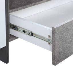 Beliani Tv Stand Concrete-Effect White Veneer With Led Lighting And Hidden Storage - thumbnail 8