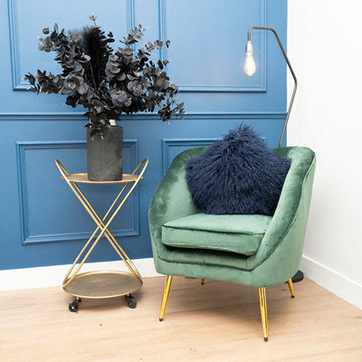 Madison & Mayfair Emerald Green Kensington Velvet Chair With Padded Cushion And Gold Legs