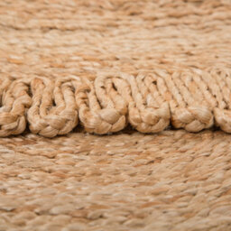 Beliani Round Jute Rug 140 Cm Beige - Handwoven Spiral Braided Plaited Boho Rug For Living Room Bedroom - thumbnail 6