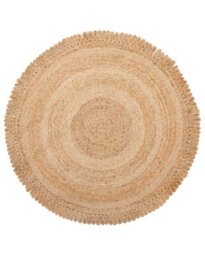 Beliani Round Jute Rug 140 Cm Beige - Handwoven Spiral Braided Plaited Boho Rug For Living Room Bedroom - thumbnail 1