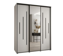 Arte Empowering White Mirrored Cannes Xiii Sliding Wardrobe H2050mm W2000mm D600mm - Custom Black Steel Handles And Decorative Strips - thumbnail 1