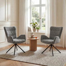 Sonara Modern Swivel Accent Chair Stylish Upholstered Seat Set Of 2 - thumbnail 3