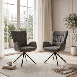 Sonara Modern Swivel Accent Chair Stylish Upholstered Seat Set Of 2 - thumbnail 2