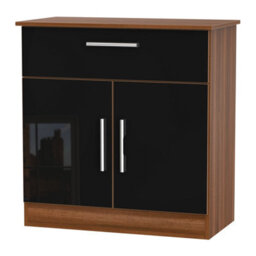 Trent 1 Drawer Sideboard In Black & Noche Walnut (Ready Assembled) - thumbnail 1