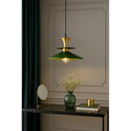 Luminosa Lighting Luminosa Della Dome Pendant Ceiling Light Gold, Green 1X E27 - thumbnail 2