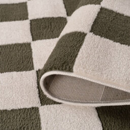 The Rugs Loft Olive And Ivory Checkerboard Living Room Area Rug And Runners Soft Pile - thumbnail 6