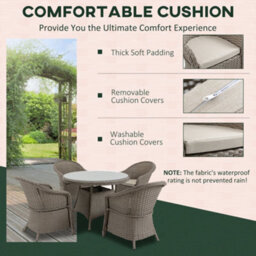 Outsunny Rattan Dining Set For 4 With Cushions And Umbrella Hole, Mixed Grey - thumbnail 7