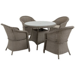 Outsunny Rattan Dining Set For 4 With Cushions And Umbrella Hole, Mixed Grey - thumbnail 2