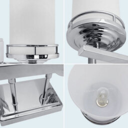 Long Life Lamps Company Modern Indoor Double Frosted Glass Sconce Chrome Ip44 Wall Light H3101 With Led G9 Warm White - thumbnail 5