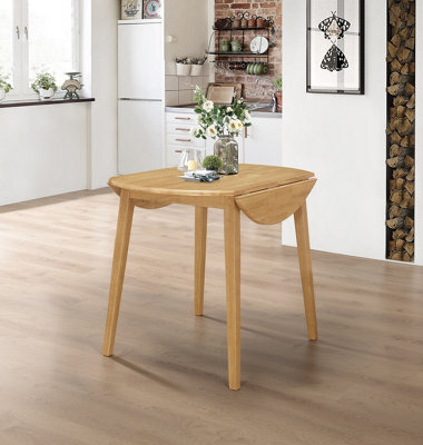Hallowood Furniture Ledbury Drop Leaf Round Table In Light Oak Finish - image 1