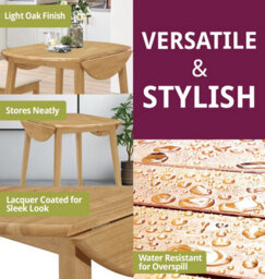 Hallowood Furniture Ledbury Drop Leaf Round Table In Light Oak Finish - thumbnail 5
