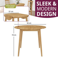 Hallowood Furniture Ledbury Drop Leaf Round Table In Light Oak Finish - thumbnail 3