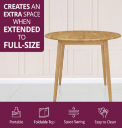 Hallowood Furniture Ledbury Drop Leaf Round Table In Light Oak Finish - thumbnail 4