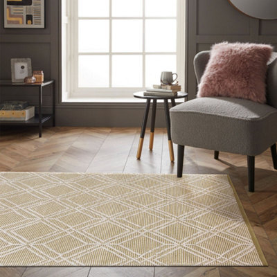 Dibor Grassington 100% Pet Olive Diamond Floor Rug 170 X 120Cm - image 1