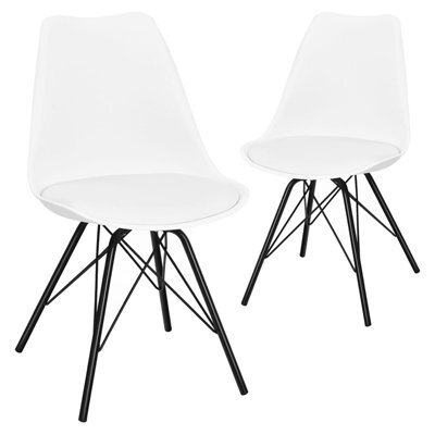 Gainoom Set Of 2 White Dining Chair Modern Lounge Chair Makeup Vanity Chair Cushioned Pu Seat