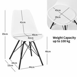 Gainoom Set Of 2 White Dining Chair Modern Lounge Chair Makeup Vanity Chair Cushioned Pu Seat - thumbnail 2