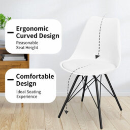Gainoom Set Of 2 White Dining Chair Modern Lounge Chair Makeup Vanity Chair Cushioned Pu Seat - thumbnail 8