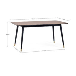 Oakham Premium Findlay 90Cm Rectangular Dining Table - Walnut & Black - thumbnail 3
