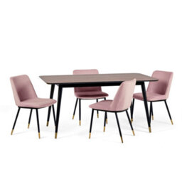 Oakham Premium Findlay 90Cm Rectangular Dining Table - Walnut & Black - thumbnail 5