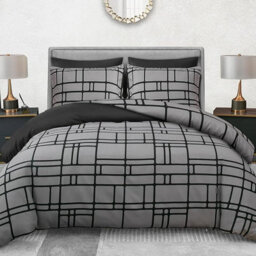 Pamposh 4 Pcs King Size Duvet Cover Sets With Matching Black King Size Fitted Sheets Premium Microfibre Reversible Bedding Set - thumbnail 3