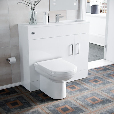 Nes Home James 1000mm Freestanding White Slimline Vanity, Basin, Wc Unit Btw Toilet - image 1