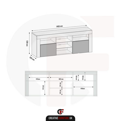 Tv Unit Goldline Gloss 200Cm - Glossy Black - image 1