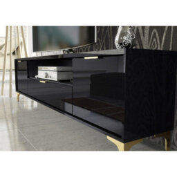 Tv Unit Goldline Gloss 200Cm - Glossy Black - thumbnail 3