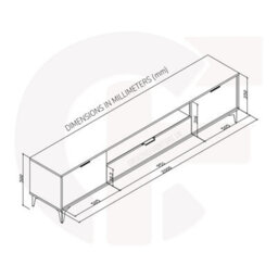 Tv Unit Goldline Gloss 200Cm - Glossy Black - thumbnail 6