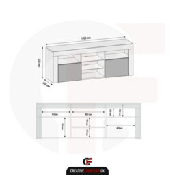 Tv Unit Goldline Gloss 200Cm - Glossy Black - thumbnail 1
