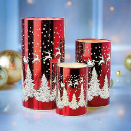 Biznest Glass Bedside Board Lamp Santa Sleigh Scene And Leds Inside Glass Clarified Light Up Hurricane Lamp Kids Night