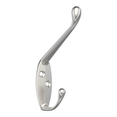 GoodHome Nickel Effect Zinc Alloy Wall-Mounted Hat & Coat Hook (H)57.5mm (D)100mm - image 1