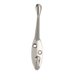 GoodHome Nickel Effect Zinc Alloy Wall-Mounted Hat & Coat Hook (H)57.5mm (D)100mm - thumbnail 4