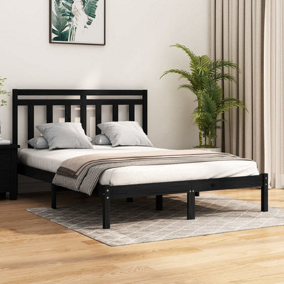 Berkfield Bed Frame Black Solid Wood 140X190 Cm - image 1
