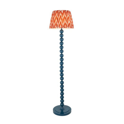Luminosa Lighting Luminosa Higgledy Gloss Marlin Blue Paint Floor Lamp With Apricot Orange Fabric Zigzag Shade 35Cm E27 - image 1