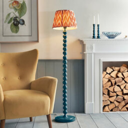 Luminosa Lighting Luminosa Higgledy Gloss Marlin Blue Paint Floor Lamp With Apricot Orange Fabric Zigzag Shade 35Cm E27 - thumbnail 2