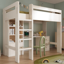 BTM Tm Kids High Sleeper Bunk Bed 90X190Cm, Usb C Desk, Wardrobe   Filing Cabinet, Loft Bed With Stairs   Storage - thumbnail 9