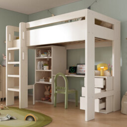 BTM Tm Kids High Sleeper Bunk Bed 90X190Cm, Usb C Desk, Wardrobe   Filing Cabinet, Loft Bed With Stairs   Storage - thumbnail 8