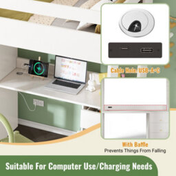 BTM Tm Kids High Sleeper Bunk Bed 90X190Cm, Usb C Desk, Wardrobe   Filing Cabinet, Loft Bed With Stairs   Storage - thumbnail 4