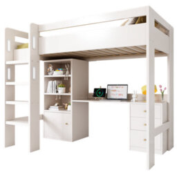 BTM Tm Kids High Sleeper Bunk Bed 90X190Cm, Usb C Desk, Wardrobe   Filing Cabinet, Loft Bed With Stairs   Storage - thumbnail 7