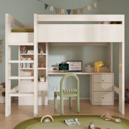 BTM Tm Kids High Sleeper Bunk Bed 90X190Cm, Usb C Desk, Wardrobe   Filing Cabinet, Loft Bed With Stairs   Storage - thumbnail 1