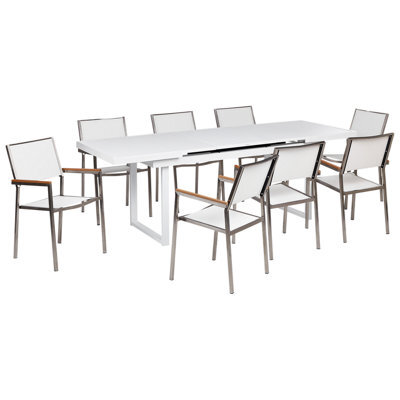 Beliani Garden Dining Set 8 Seater Valcanetto/grosseto Metal White - image 1
