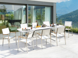 Beliani Garden Dining Set 8 Seater Valcanetto/grosseto Metal White - thumbnail 2