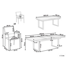 Beliani Garden Dining Set 8 Seater Valcanetto/grosseto Metal White - thumbnail 3